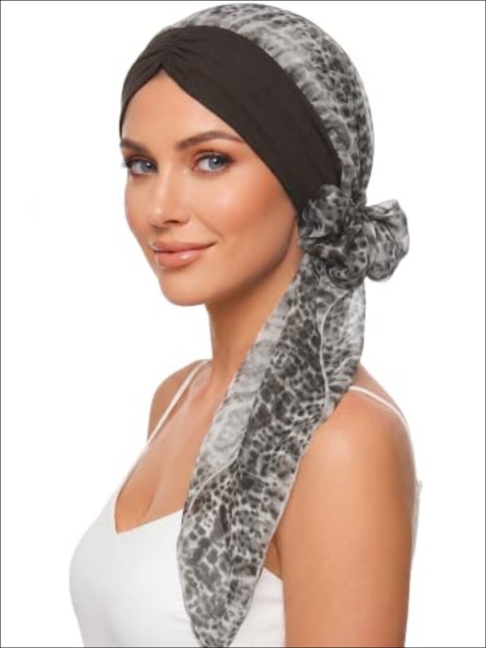 Satin Lined Chiffon Head Wrap Chemo Headwear Turban Sleep Bonnet
